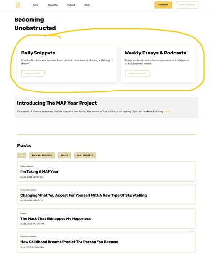 blog home page screenshot